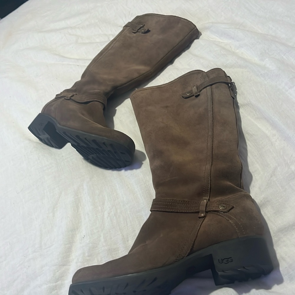 UGG brown genuine leather / suede knee high round toe boots  Originally $250